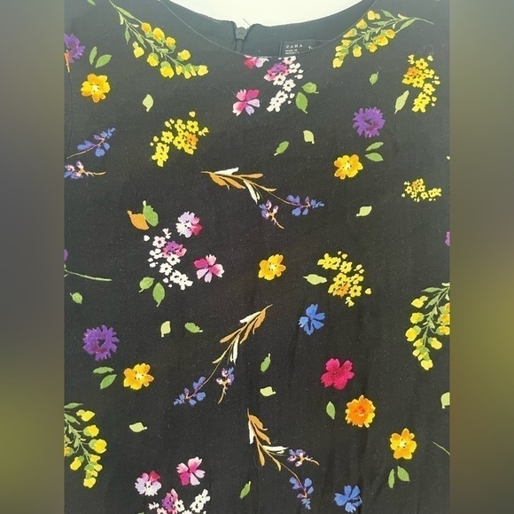 Zara Viscose Black Floral Print Long Sleeve Ruffled Mini Dress - Picture 5 of 12